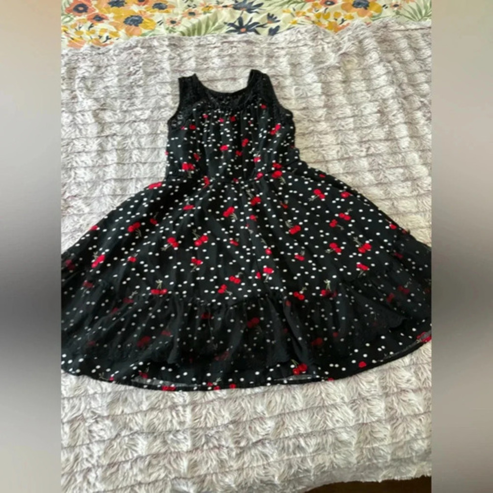 Epic Threads Girls Black and Red Cherry Dress Size Medium